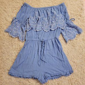 Light Blue Off-the-Shoulder Romper